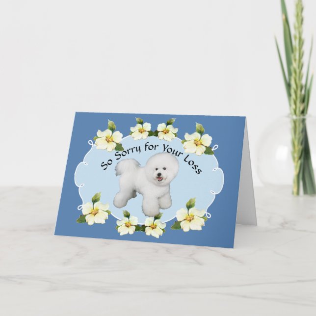 Carte Bichon Frise avec la Sympathie du Dogwood Bleu (Devant)
