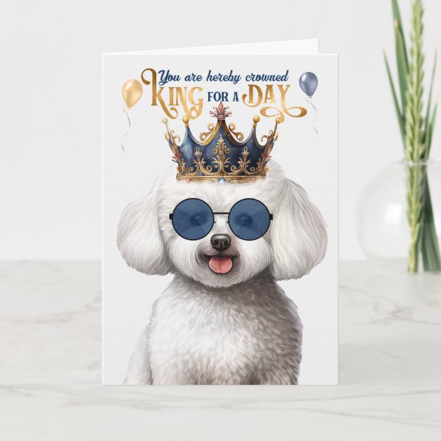 Carte Bichon Frise Chien King pour une journée d'anniver (Devant)