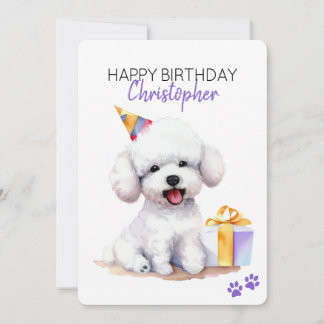 Carte Bichon Frise Chien Personnalisé Joyeux Anniversair