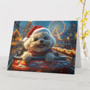 Carte Bichon Frise Dog Roller Dessous de verre Noël