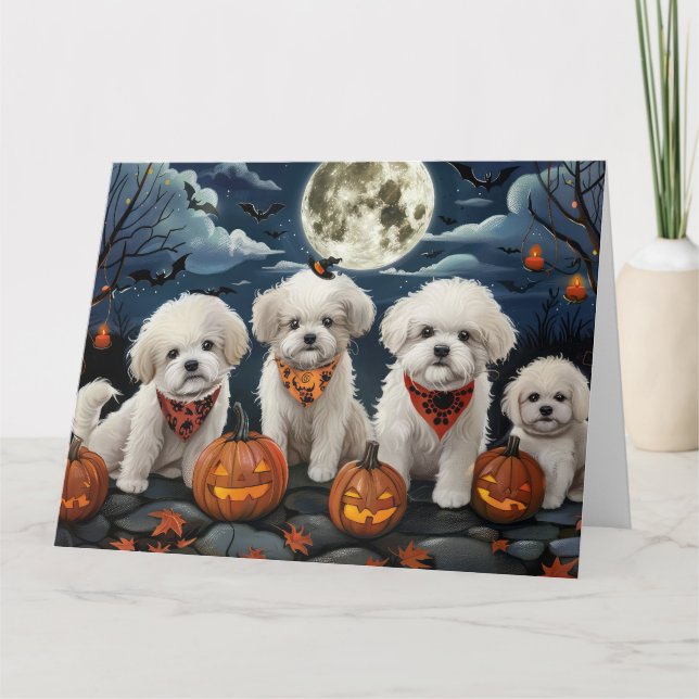 Carte Bichon Frise Halloween Éffrayant (Devant)