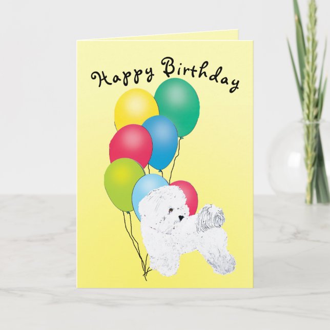 Carte Bichon Frise Joyeux anniversaire (Devant)