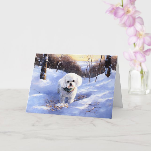 Carte Bichon Frise Laisser neiger Noël (Orchidée)