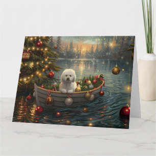 Carte Bichon Frise Noël Festive Voyage