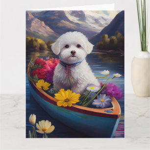 Carte Bichon Frise sur une pagaie : une aventure Pittore