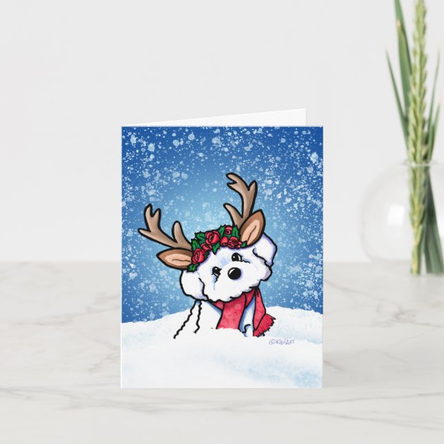 Carte Bichon Frise Winter Deer (Devant)
