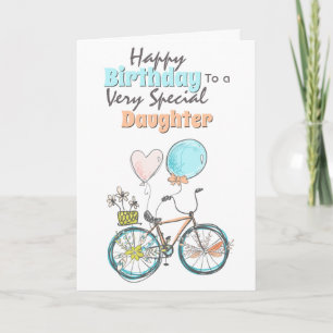 Carte Bicycle floral basket whimsical ballon birthday ca