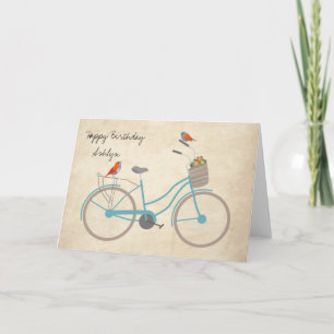 Carte Bicyclette avec des oiseaux