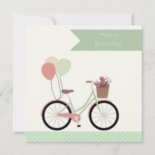 Carte Bicyclette et ballons joyeux anniversaire