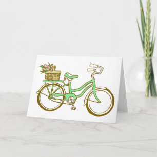 Carte Bicyclette mignonne avec des tulipes