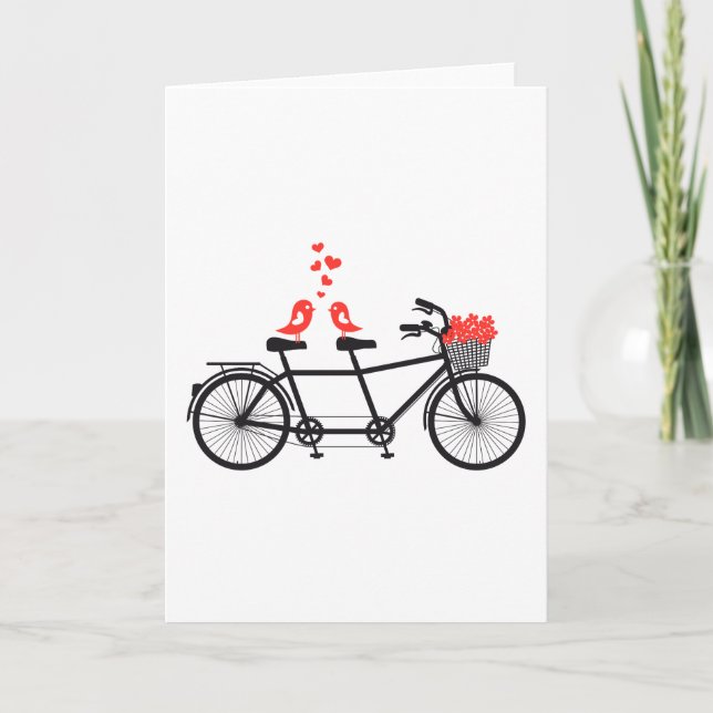 Carte bicyclette tandem avec les inséparables mignons (Devant)