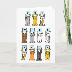Carte Bien Se Bien Bientôt Cute Cartoon Chats