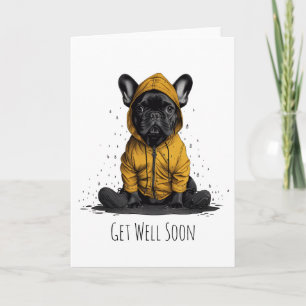 Carte Bien Se Bien Bientôt French Bulldog Portant Rainco