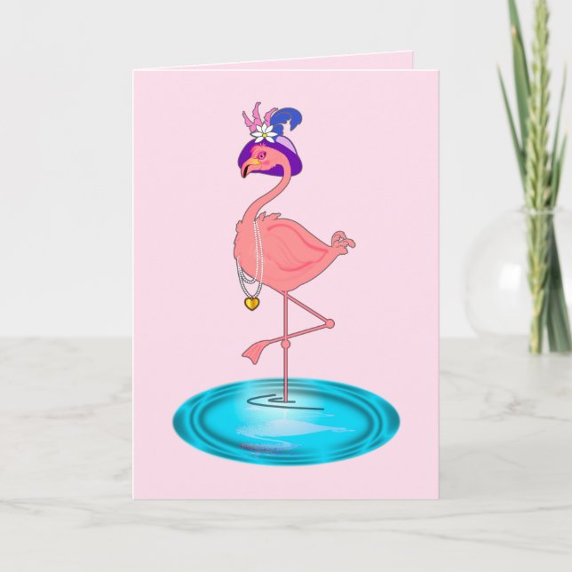 Carte Bien se tirer bientôt avec Flamant rose (Devant)