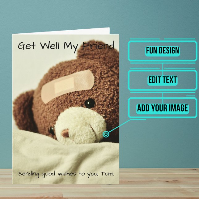 Carte Bien Teddy Bear (Send this lovely card to your loved one who is brave in the face of an accident or illness.)