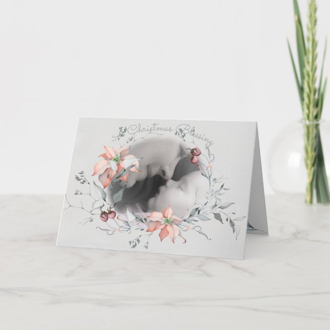 Carte Bienheureuse Aquarelle Poinsettias - Courbe photo (Devant)