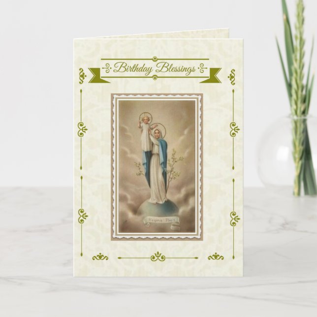 Carte Bienheureuse Mère avec Bébé Jésus Bénédiction Anni (Devant)