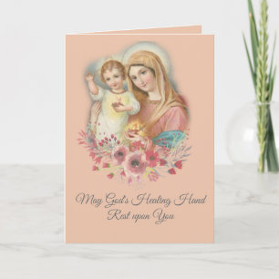 Carte Bienheureuse Vierge Marie Bébé Jésus Fleurs Se Por