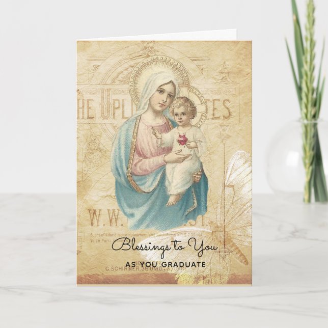 Carte Bienheureuse Vierge Marie Jésus Début de la gradua (Devant)