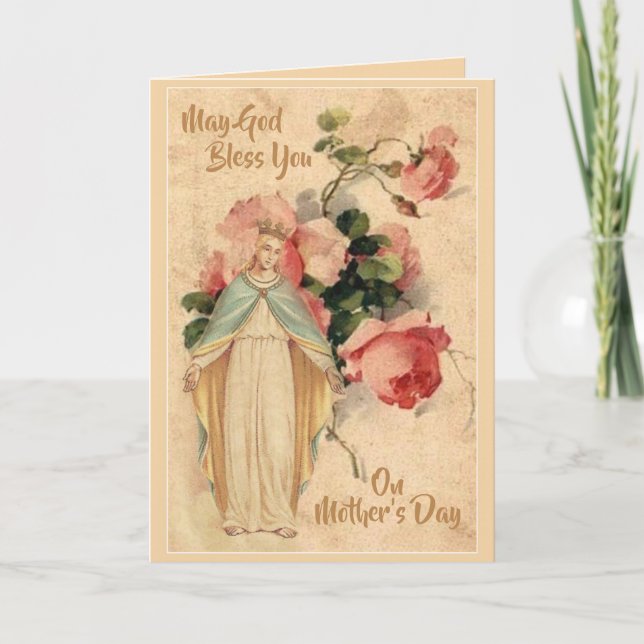 Carte Bienheureuse Vierge Marie Pastel Fête des Mères Ro (Devant)