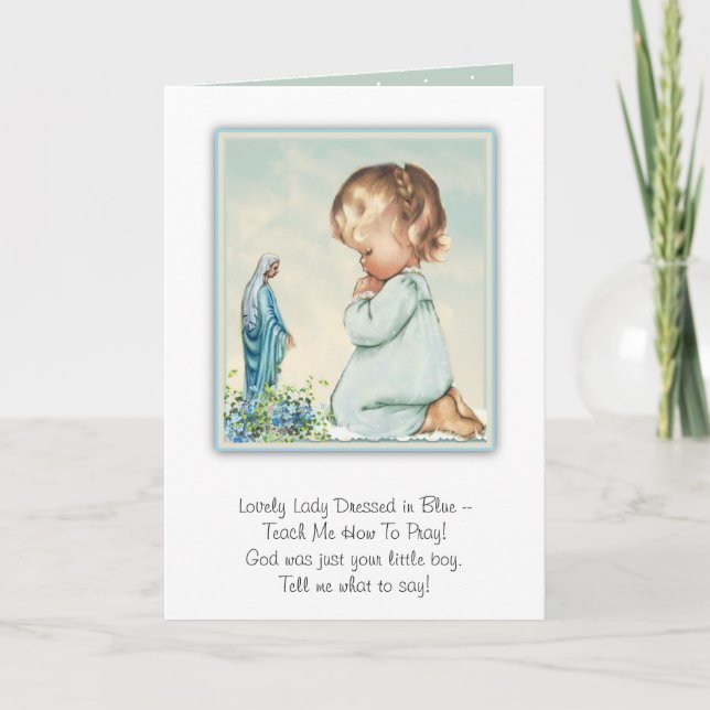 Carte Bienheureuse Vierge Marie Petite Fille Poème (Devant)