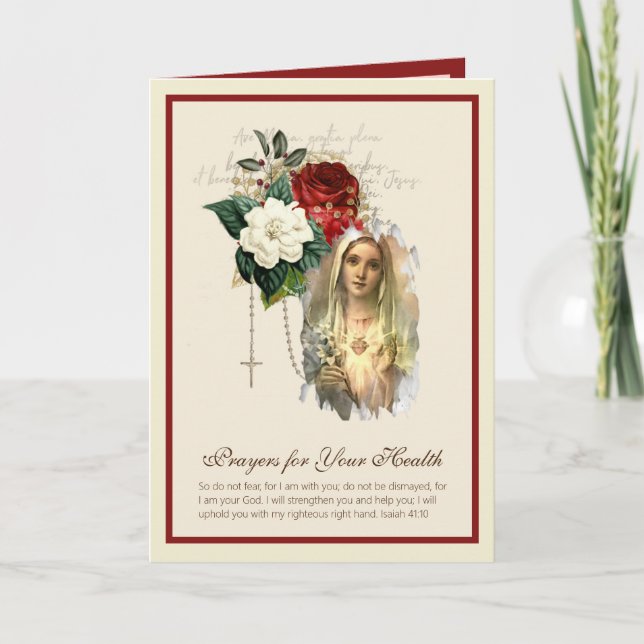 Carte Bienheureuse Vierge Marie Rosaire Roses Obtenez Bo (Devant)