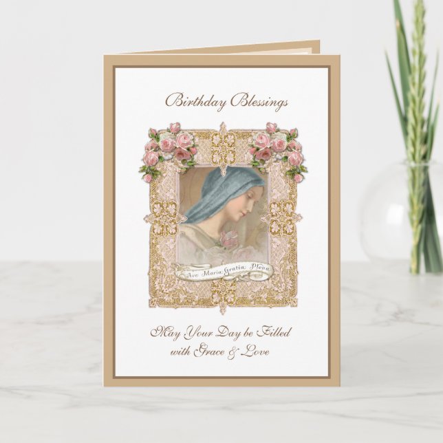 Carte Bienheureuse Vierge Marie Roses roses roses roses (Devant)