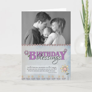 Carte Bienheureux Anniversaire fleurs & Bible verse phot