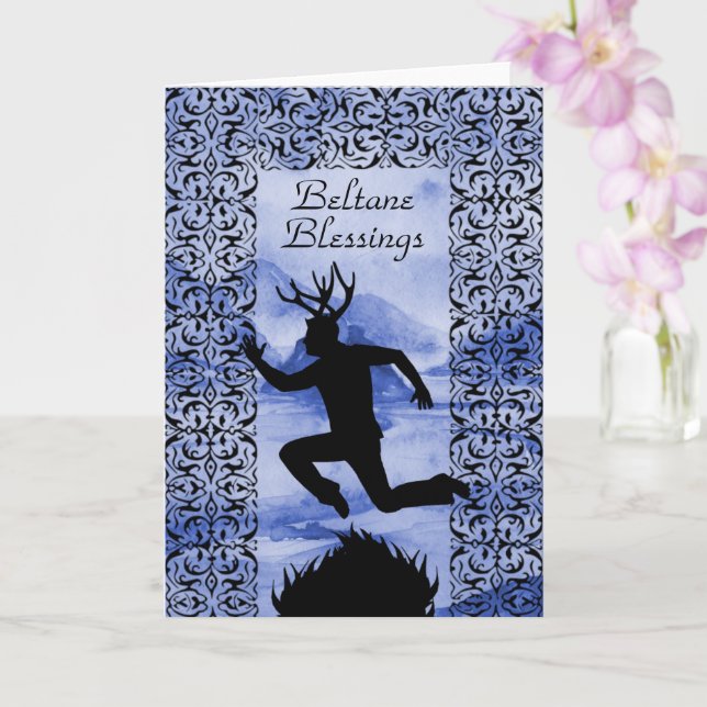 Carte Bienheureux Beltane Homme à cornes violettes Silho (Orchidée)
