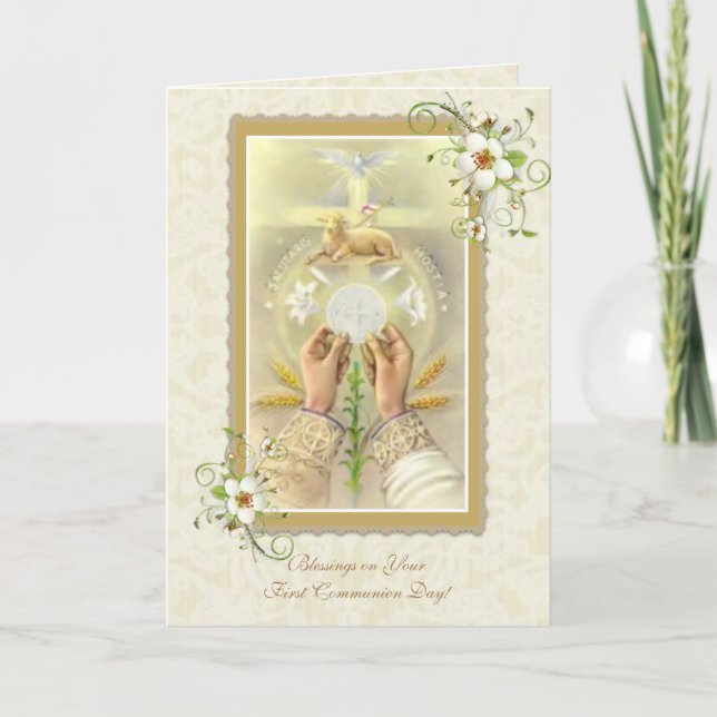 Carte Bienheureux Eucharistie Première Communion croix/a (Devant)