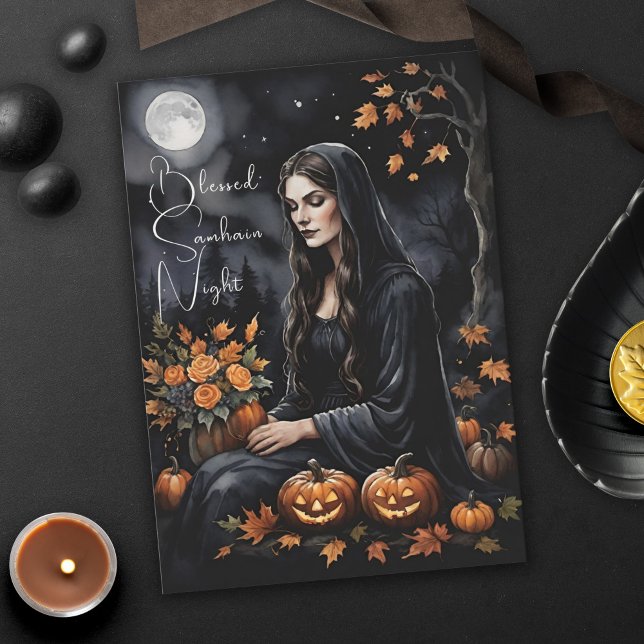 Carte Bienheureux Samhain Night Halloween Chaussure d'au (Blessed Samhain Night Halloween Fall Witch Halloween Greeting Card)