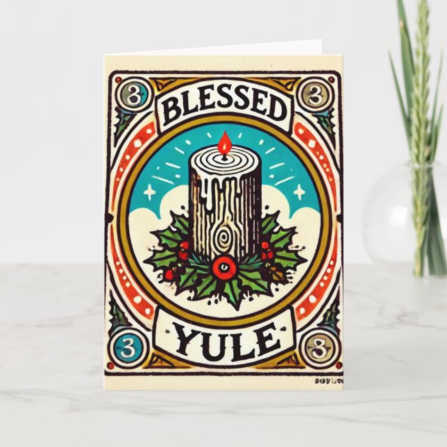 Carte Bienheureux Yule Pagan Yuletide Vacances yule log  (Devant)