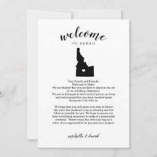 Carte Bienvenue à Idaho   Lettre Mariage et itinéraire
