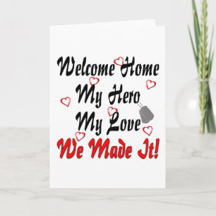 Carte Bienvenue à la maison mon héros mon amour nous l'a