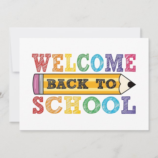 Carte Bienvenue à l'école - Illustration au crayon (Devant)