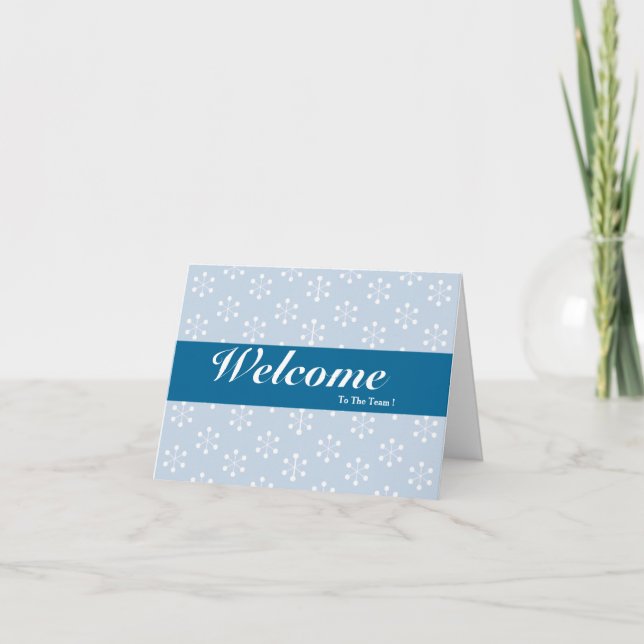 Carte Bienvenue À L'Équipe Blanc Minimal Bleu Badge (Devant)