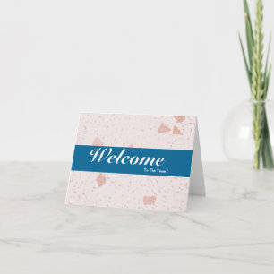 Carte Bienvenue À L'Équipe Blanc Minimal Bleu Badge