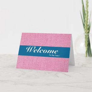 Carte Bienvenue À L'Équipe Blanc Minimal Bleu Badge