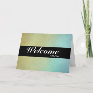 Carte Bienvenue À L'Équipe Blanc Minimal Bleu Badge