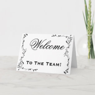 Carte Bienvenue À L'Équipe Flore Fleur Noir & Blanc