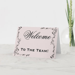 Carte Bienvenue À L'Équipe Flore Floral noir & rose Cart
