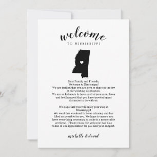 Carte Bienvenue à Mississippi Lettre Mariage & Itinérair