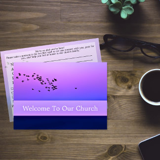 Carte Bienvenue à nos visiteurs de l'église Purple Sunse
