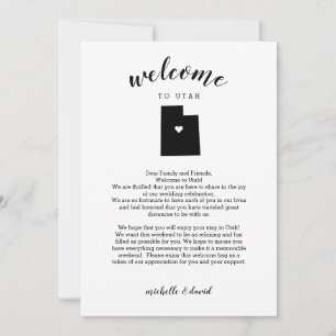Carte Bienvenue à Utah   Lettre Mariage et itinéraire