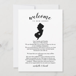 Carte Bienvenue au New Jersey   Lettre Mariage et itinér