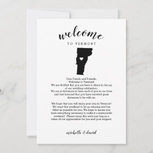 Carte Bienvenue au Vermont   Lettre Mariage et itinérair