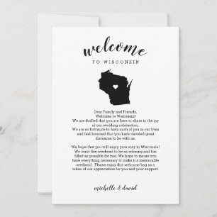 Carte Bienvenue au Wisconsin   Lettre Mariage et itinéra