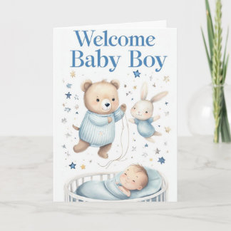 Carte Bienvenue bébé garçon