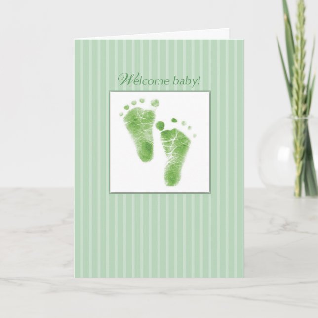 Carte Bienvenue bébé, Vert, Félicitations Nouveau pied b (Devant)