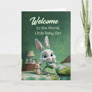 Carte Bienvenue dans le monde, bébé fille, jolie nursery